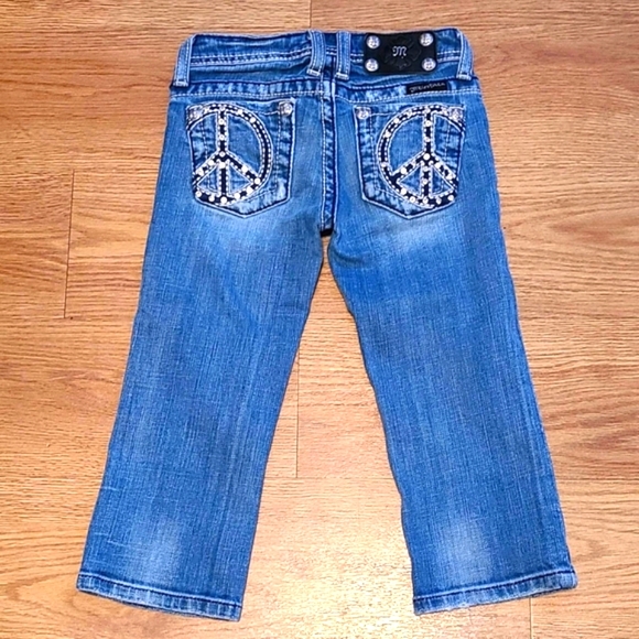 MISS ME VINTAGE JEANS KIDS 7x15 CUFFED CAPRI FADED, DISTRESSED GIRLS DENIM - Picture 3 of 8
